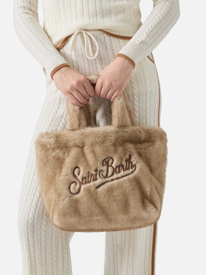 Colette Soft Handbag in beige faux fur
