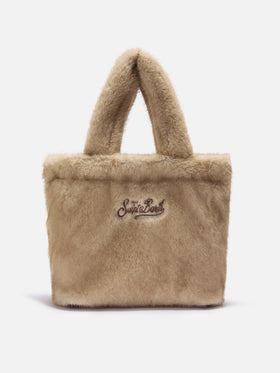Colette Soft Handtasche aus beigefarbenem Kunstpelz