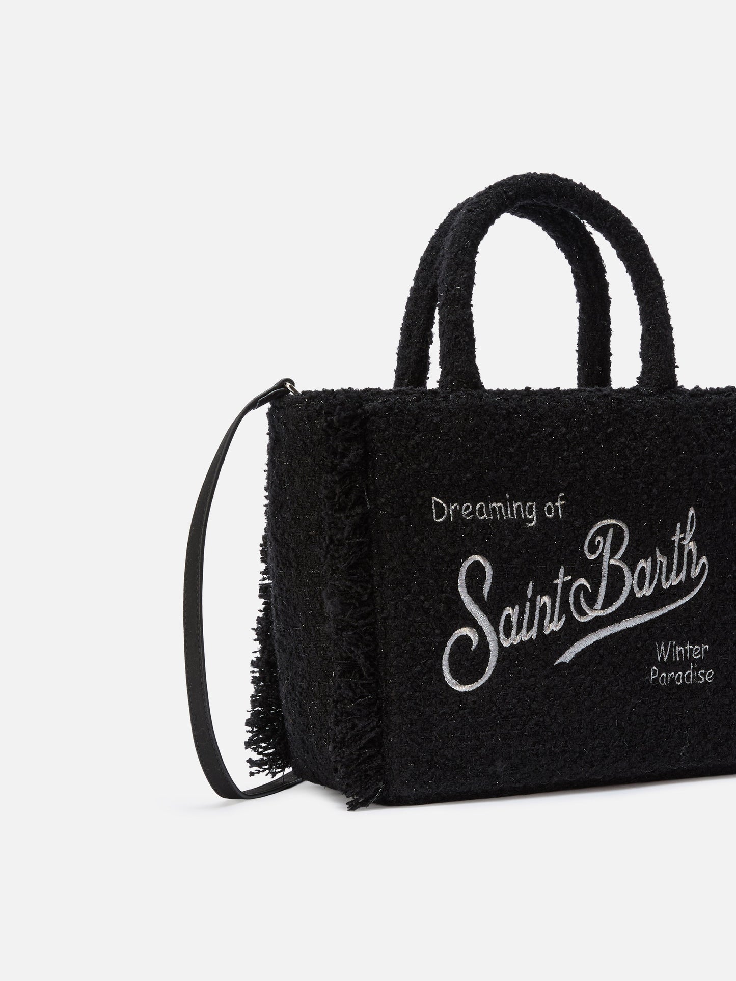 Borsa a mano Colette Tweed in misto lana nera