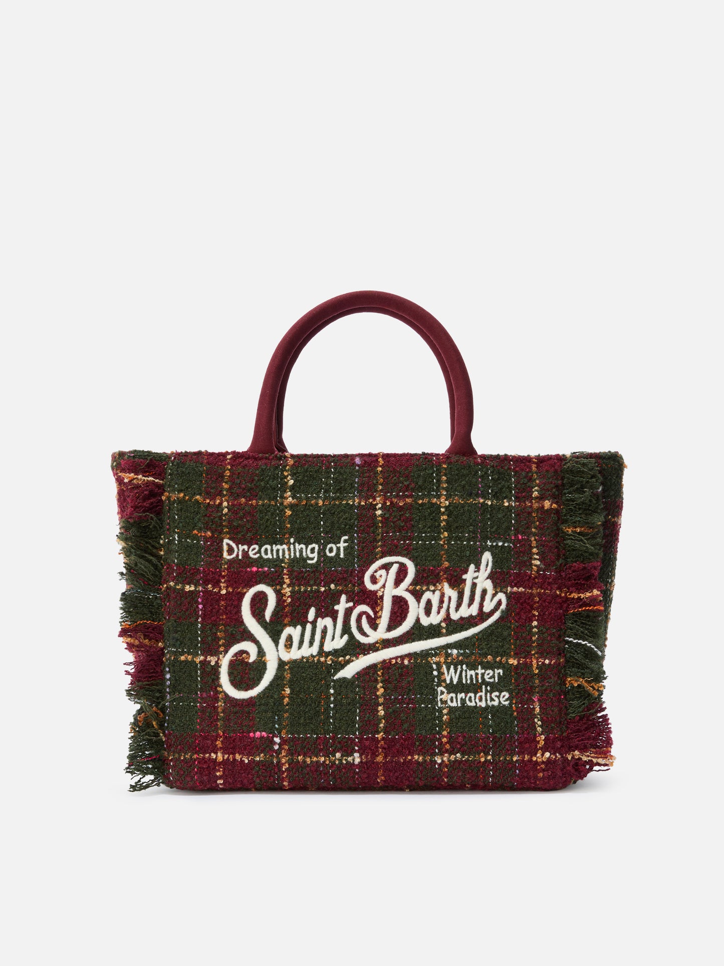 Borsa a mano Colette Tweed in misto lana check bordeaux