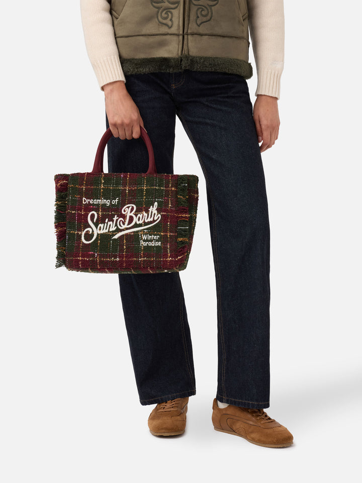 Borsa a mano Colette Tweed in misto lana check bordeaux