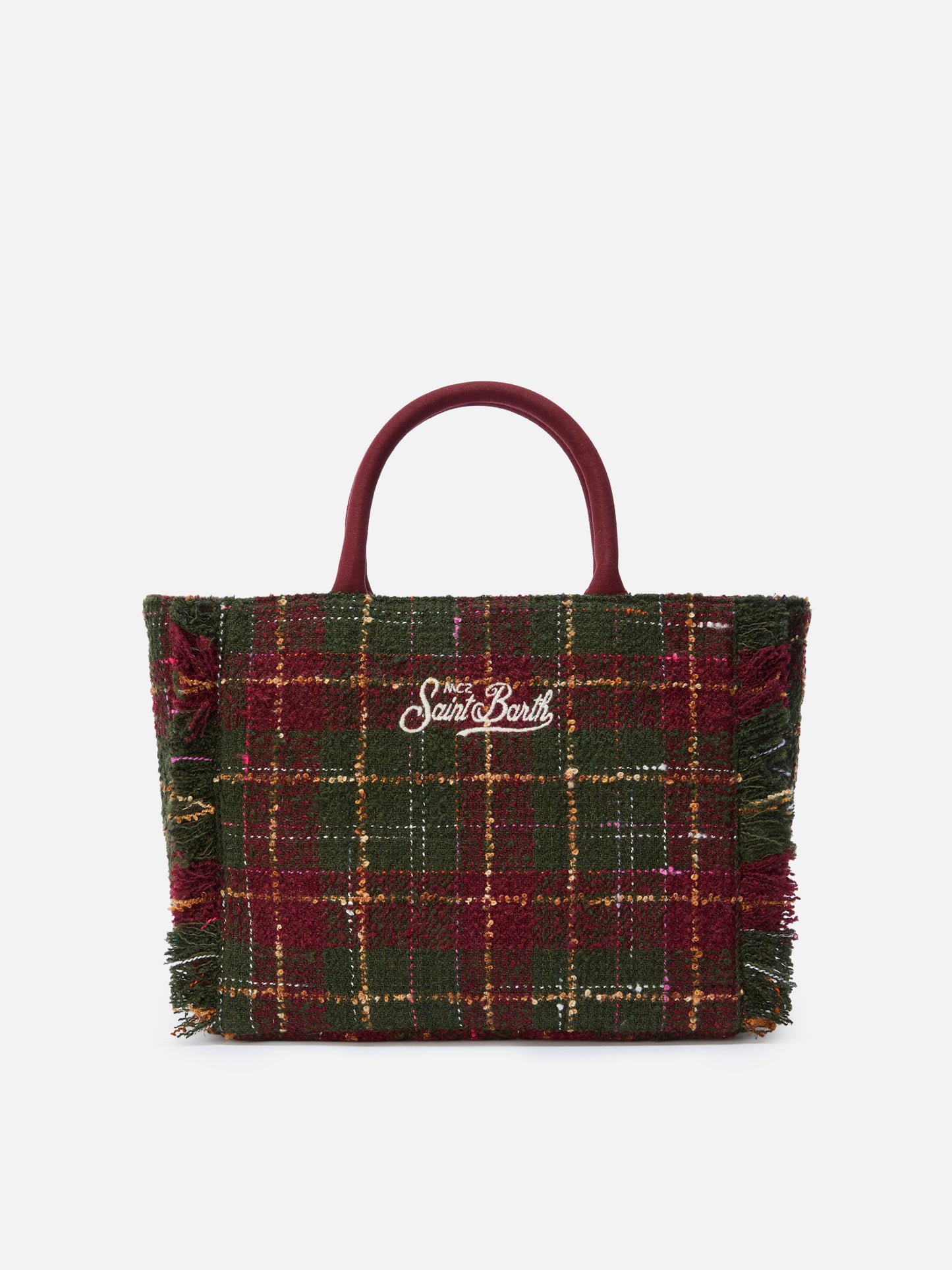 Borsa a mano Colette Tweed in misto lana check bordeaux