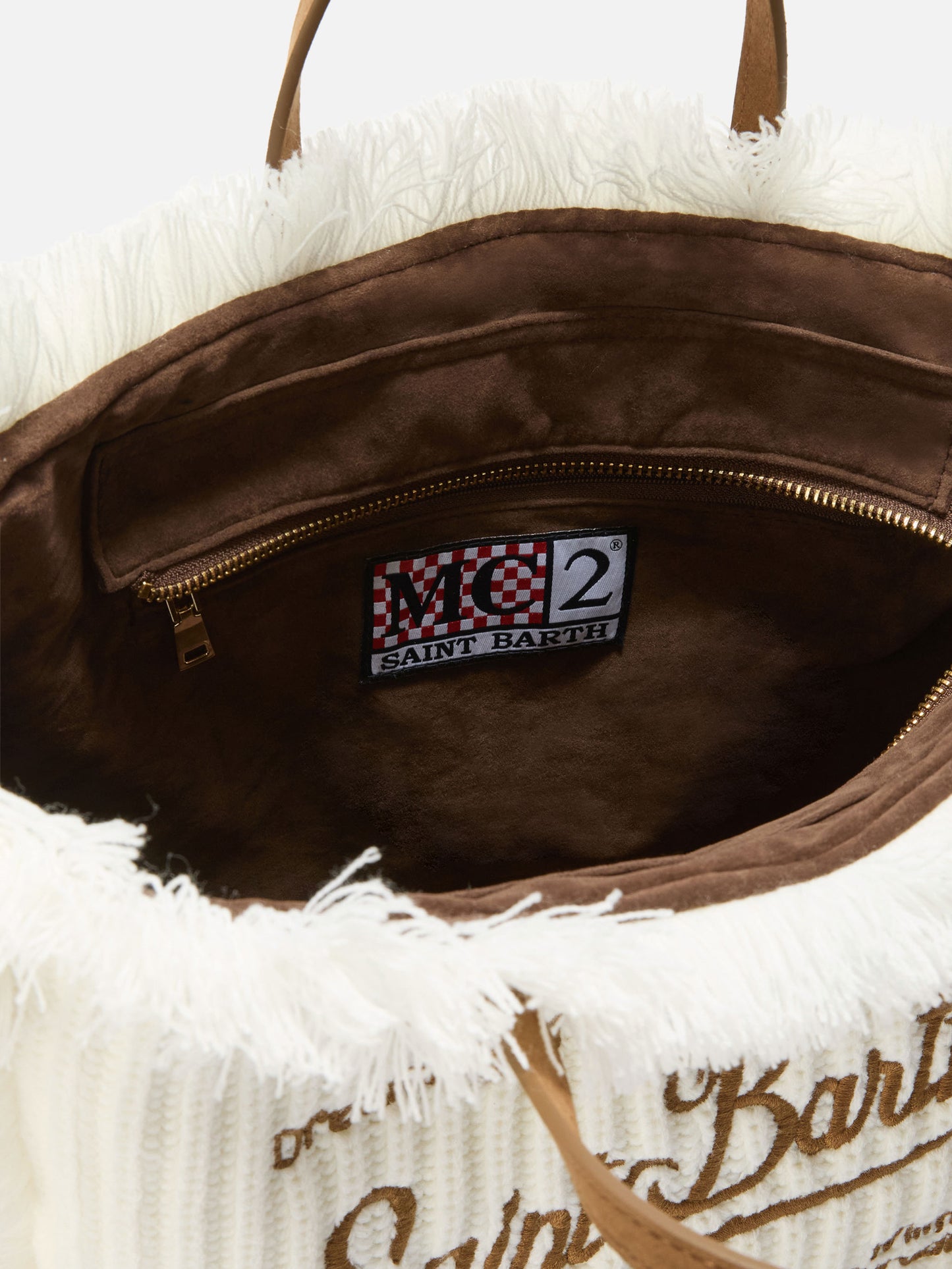 Borsa a mano Colette Wool Rib in misto lana bianca a trecce