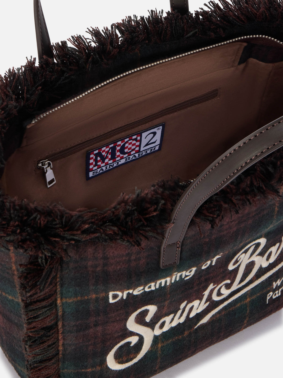 Colette wool bag with tartan pattern