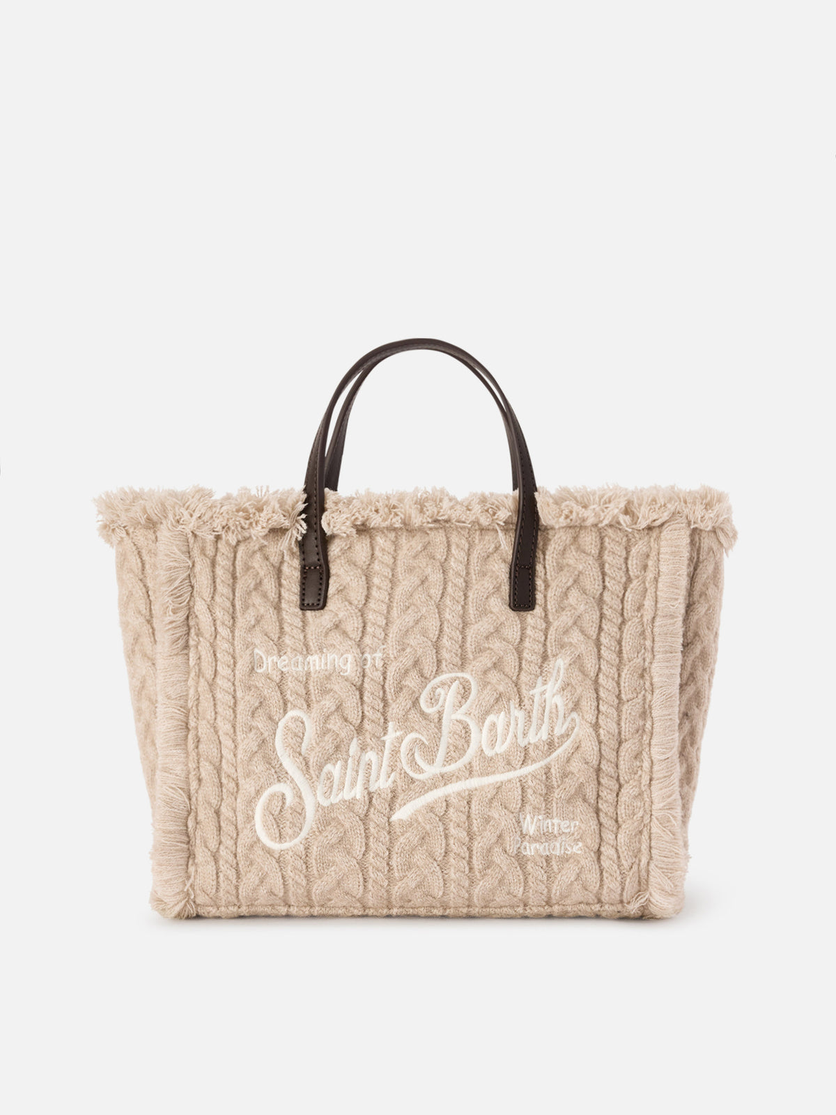 Beige Tasche Colette mit Zopfmuster 