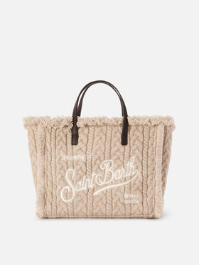 Beige Tasche Colette mit Zopfmuster 