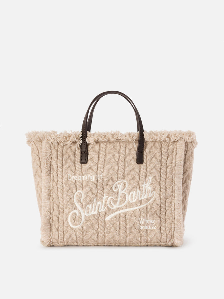 Beige Tasche Colette mit Zopfmuster 
