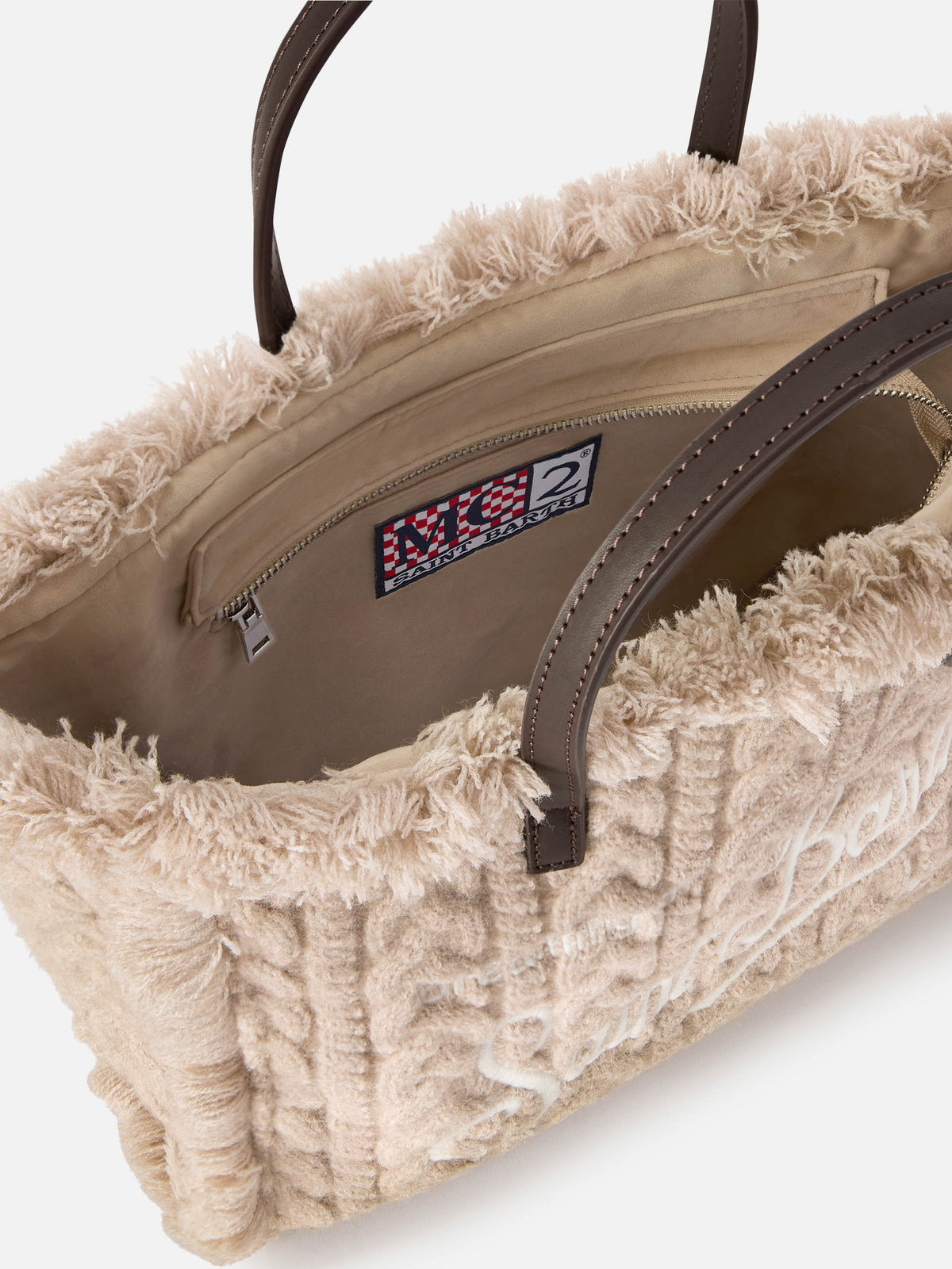 Beige Tasche Colette mit Zopfmuster 
