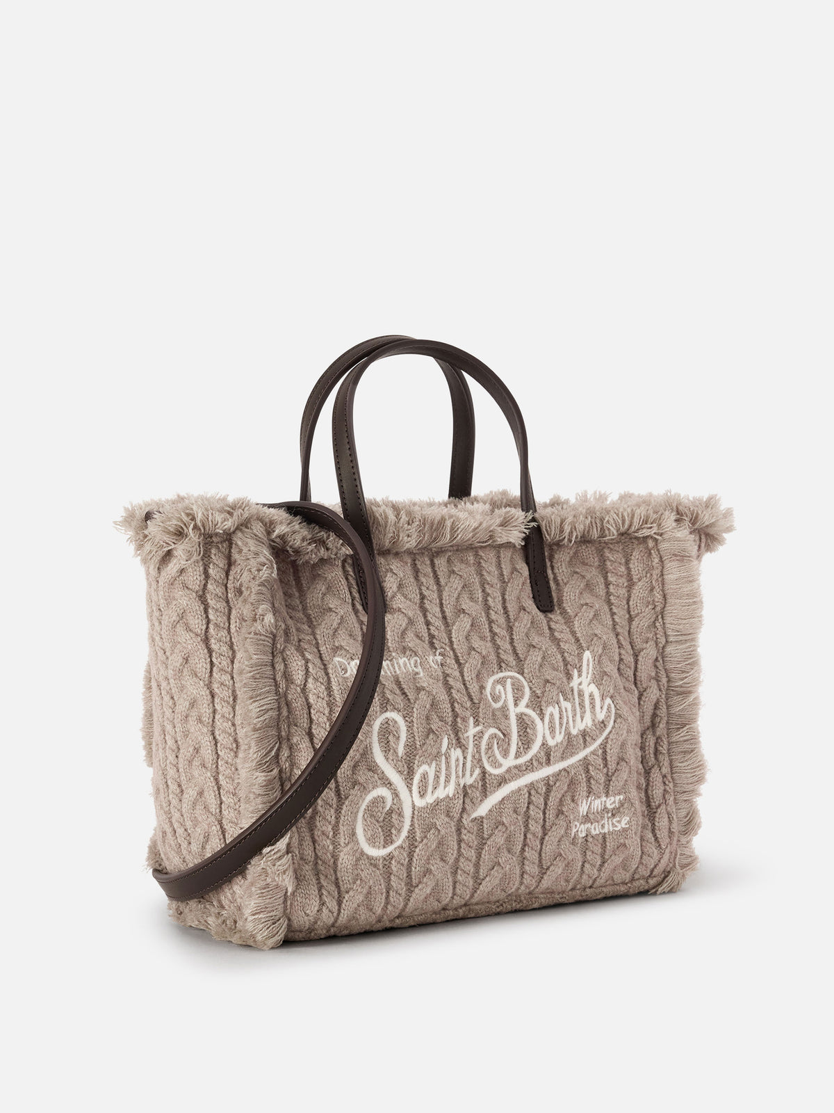 Bolso Colette gris con diseño de punto trenzado 