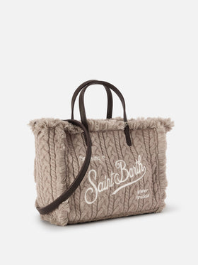 Bolso Colette gris con diseño de punto trenzado 