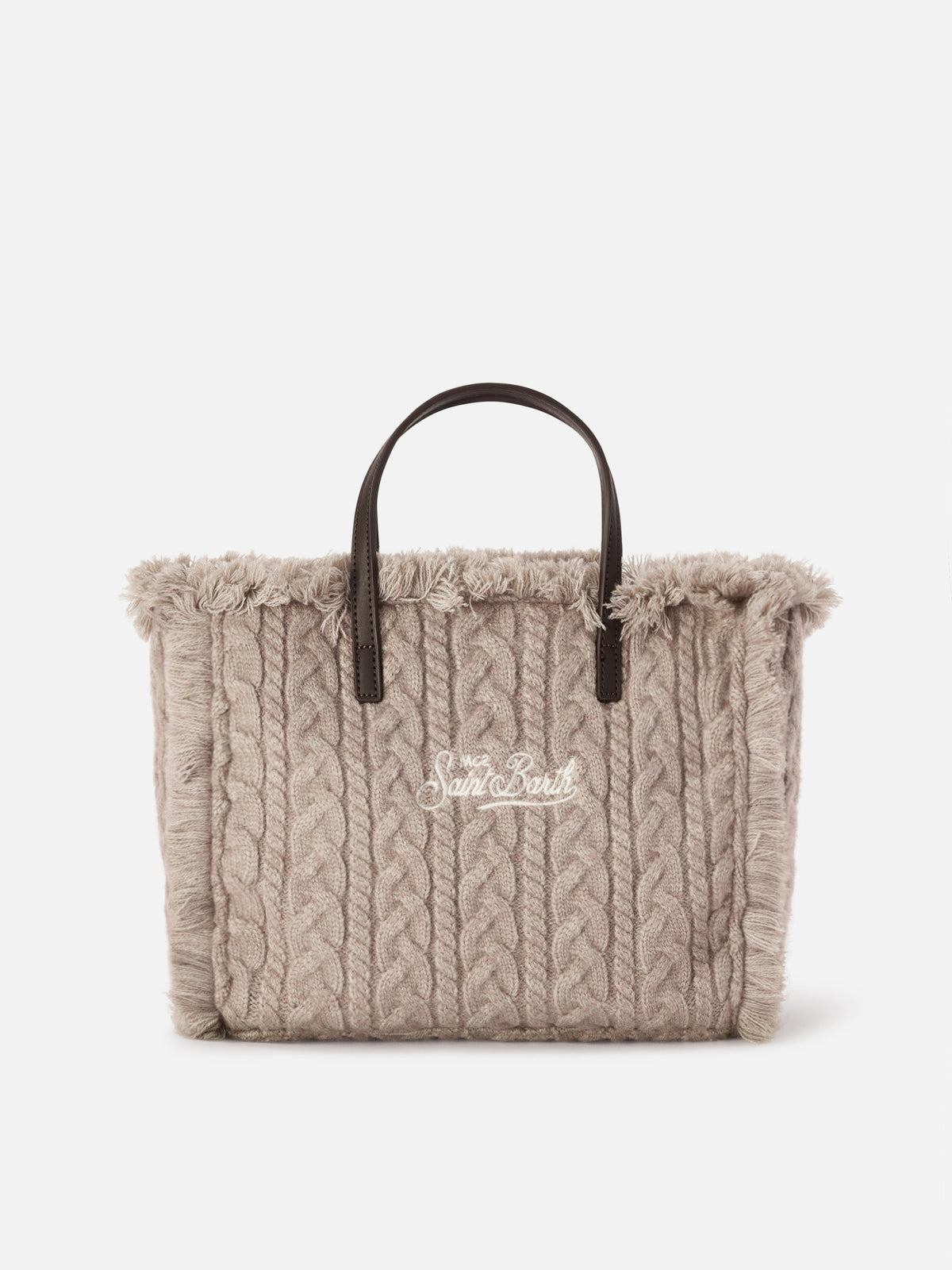 Bolso Colette gris con diseño de punto trenzado 