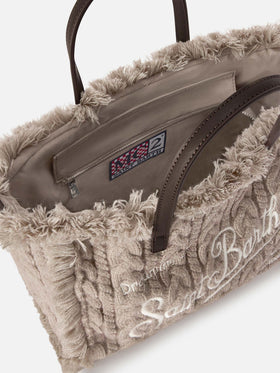 Bolso Colette gris con diseño de punto trenzado 