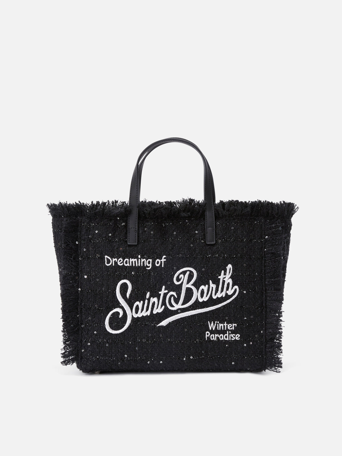 Schwarze Tasche Colette mit Pailletten und Logostickerei 