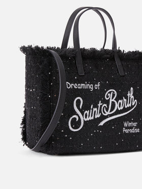 Schwarze Tasche Colette mit Pailletten und Logostickerei 