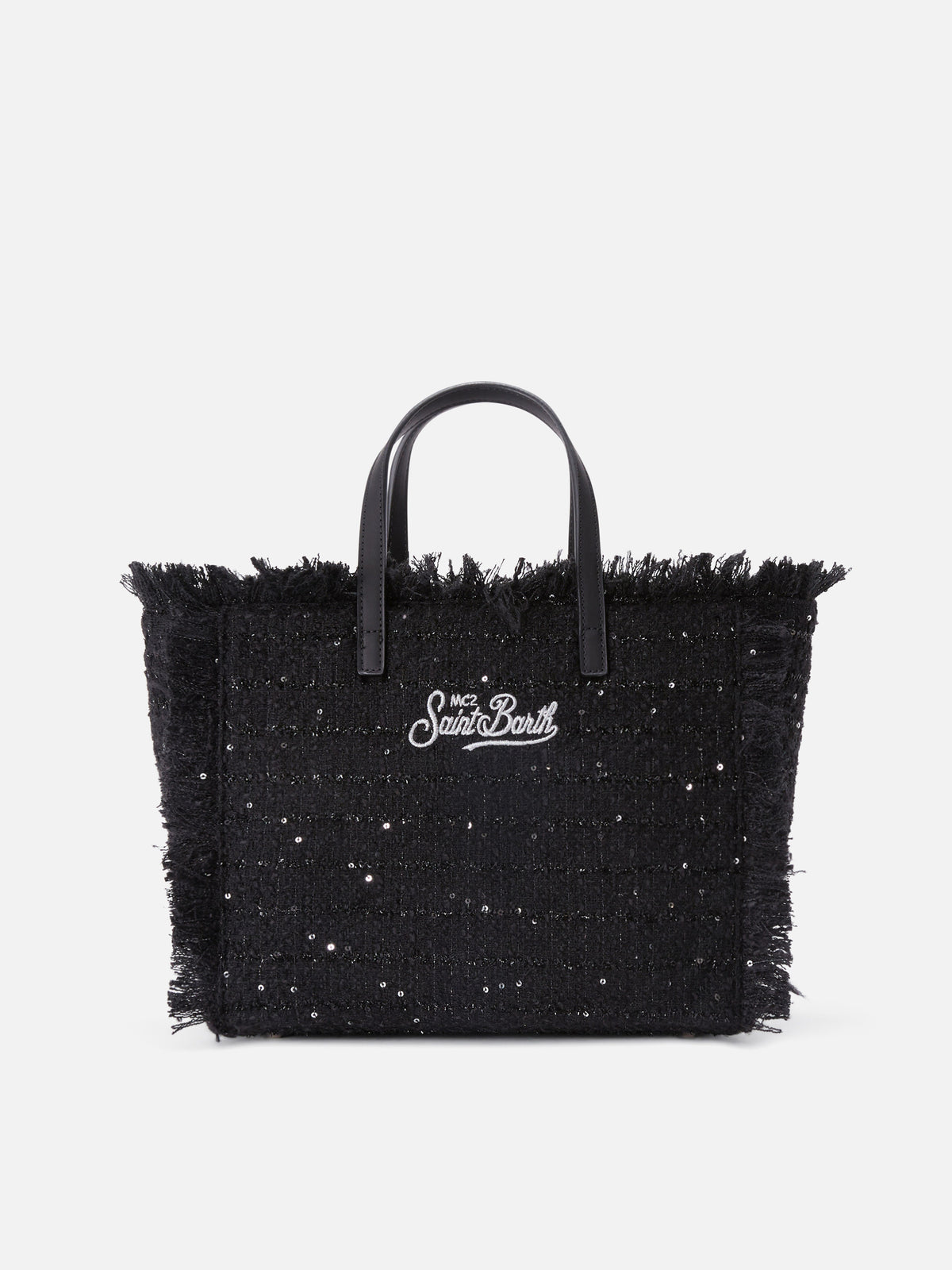 Schwarze Tasche Colette mit Pailletten und Logostickerei 