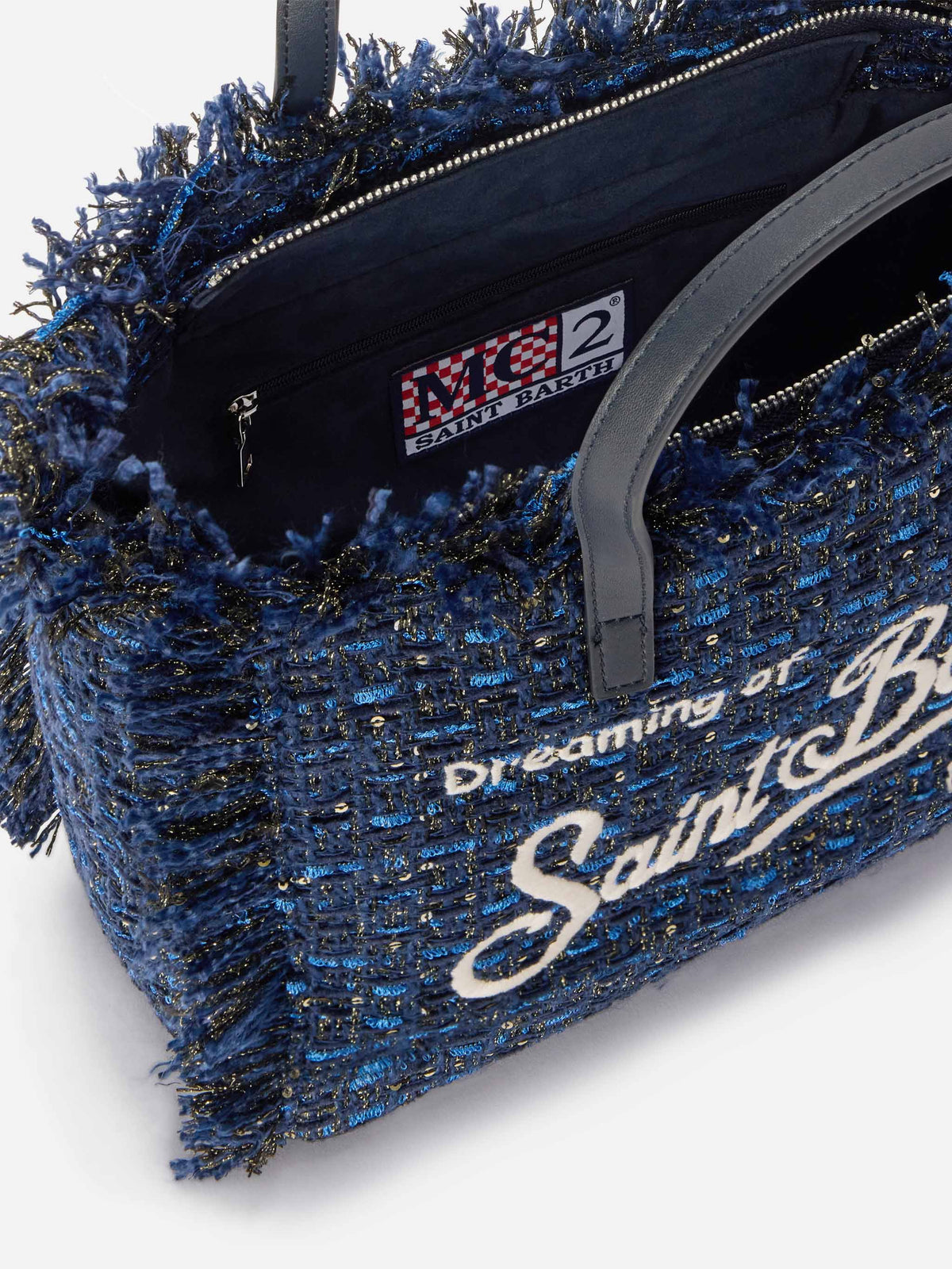 Bolso Navy blue Colette con hilos de lurex y bordado con logotipo 