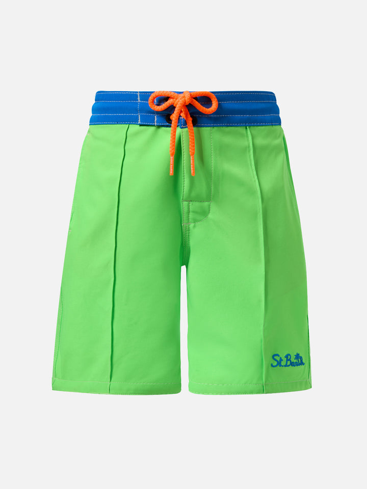 Comfort Surf Jr swim shorts in fluo green and bluette