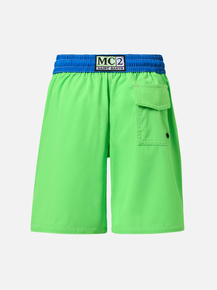 Comfort Surf Jr swim shorts in fluo green and bluette