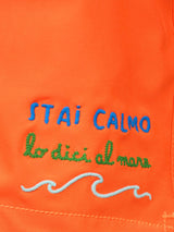 Boy Comfort swim shorts with Stai calmo lo dici al mare embroidery