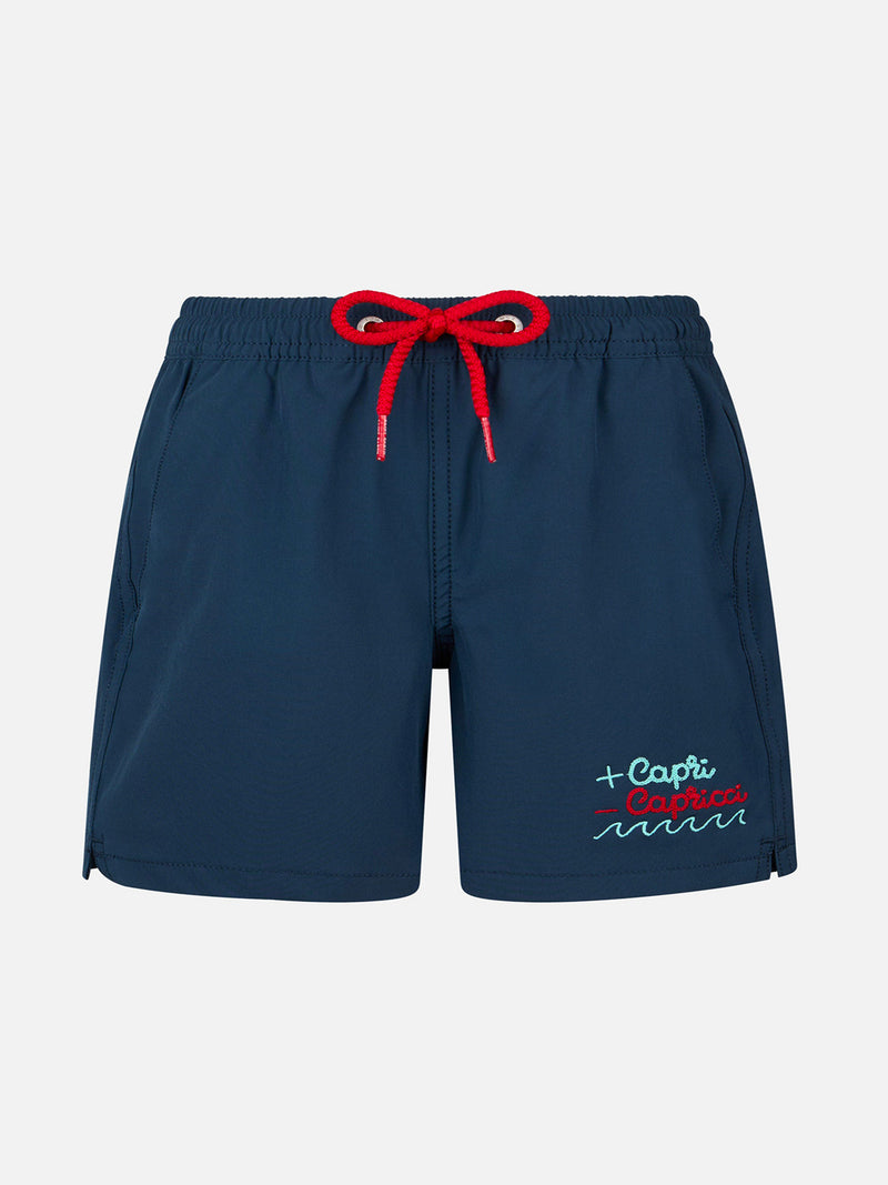 Boy Comfort swim shorts with + Capri - Capricci embroidery | INSULTI LUMINOSI SPECIAL EDITION