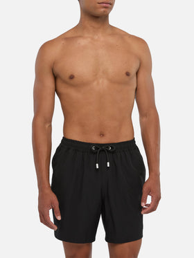 Schwarze Comfort Badeshorts mit St. Barth-Stickerei