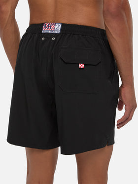 Schwarze Comfort Badeshorts mit St. Barth-Stickerei