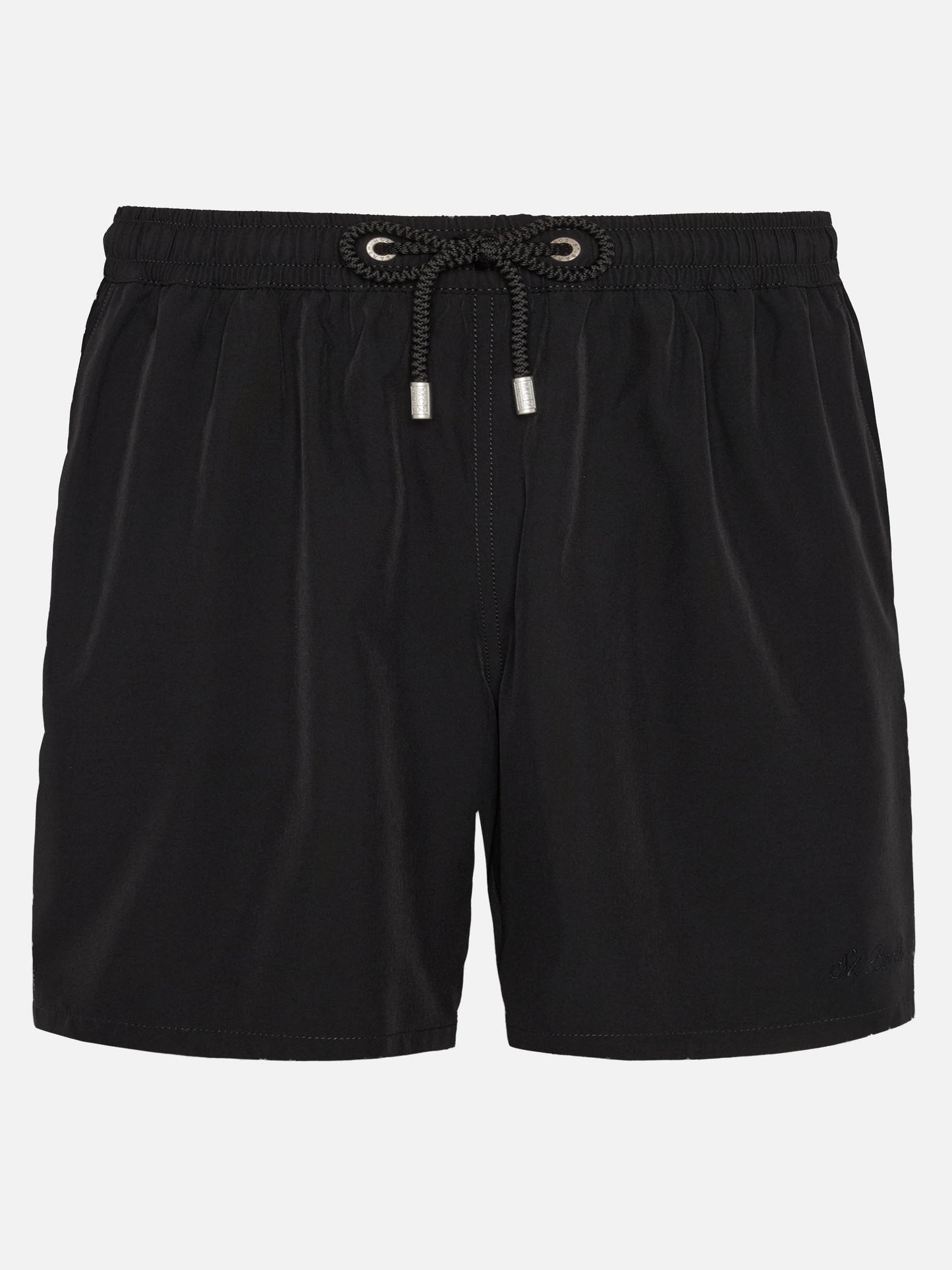 Schwarze Comfort Badeshorts mit St. Barth-Stickerei