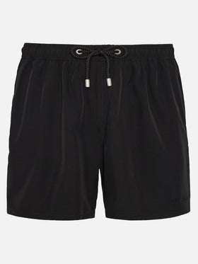 Schwarze Comfort Badeshorts mit St. Barth-Stickerei