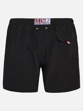 Schwarze Comfort Badeshorts mit St. Barth-Stickerei