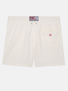 Costume mare Comfort bianco con ricamo St. Barth