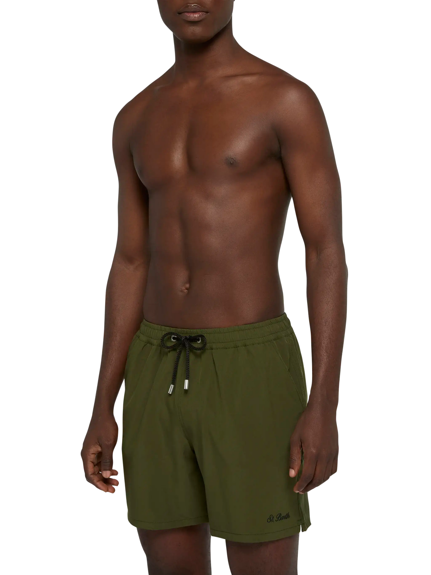 Costume mare Comfort verde militare con ricamo St. Barth