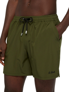 Costume mare Comfort verde militare con ricamo St. Barth