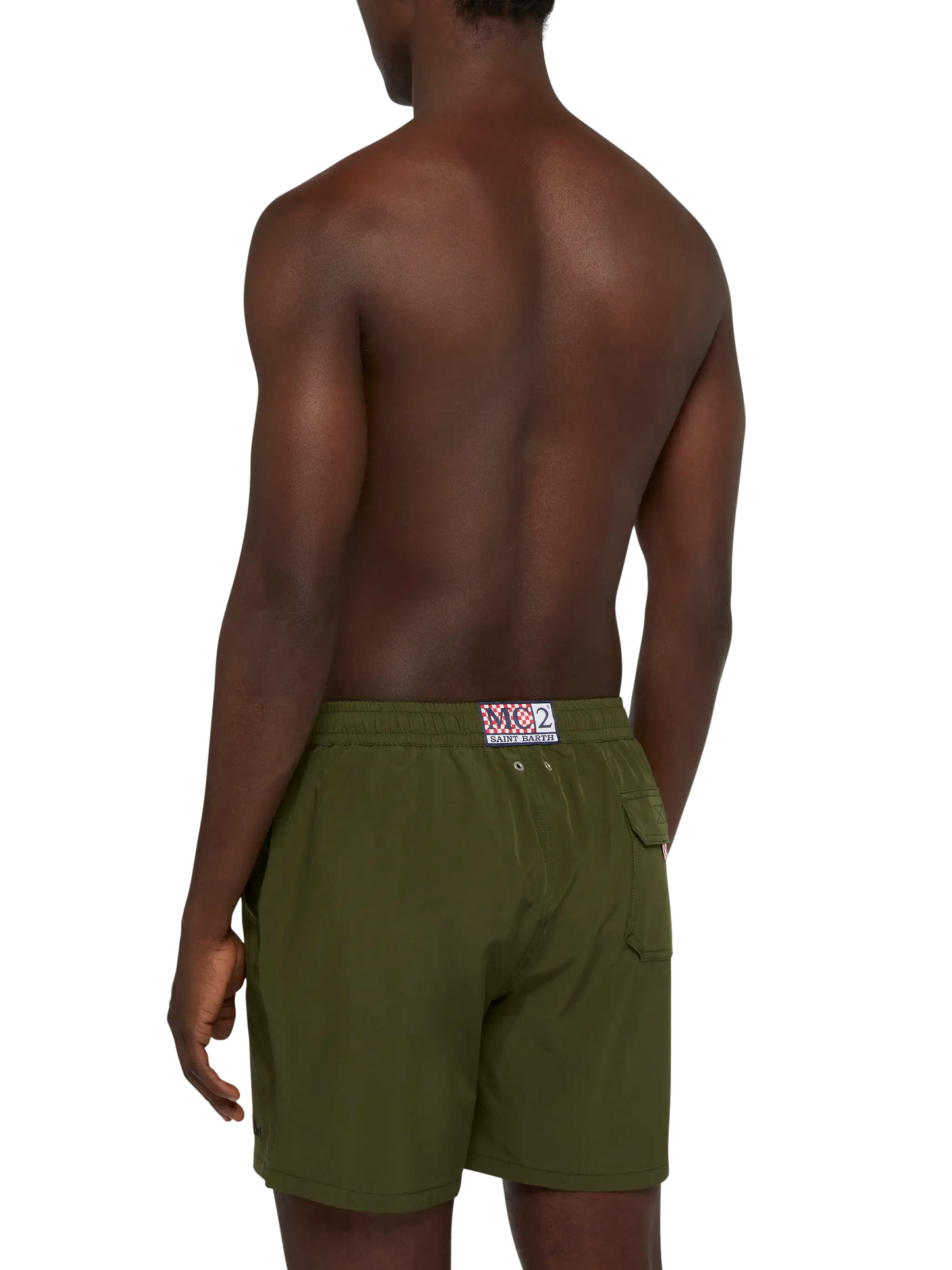 Costume mare Comfort verde militare con ricamo St. Barth