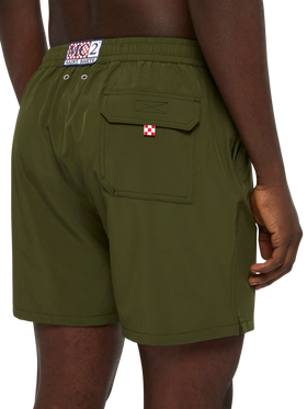 Costume mare Comfort verde militare con ricamo St. Barth