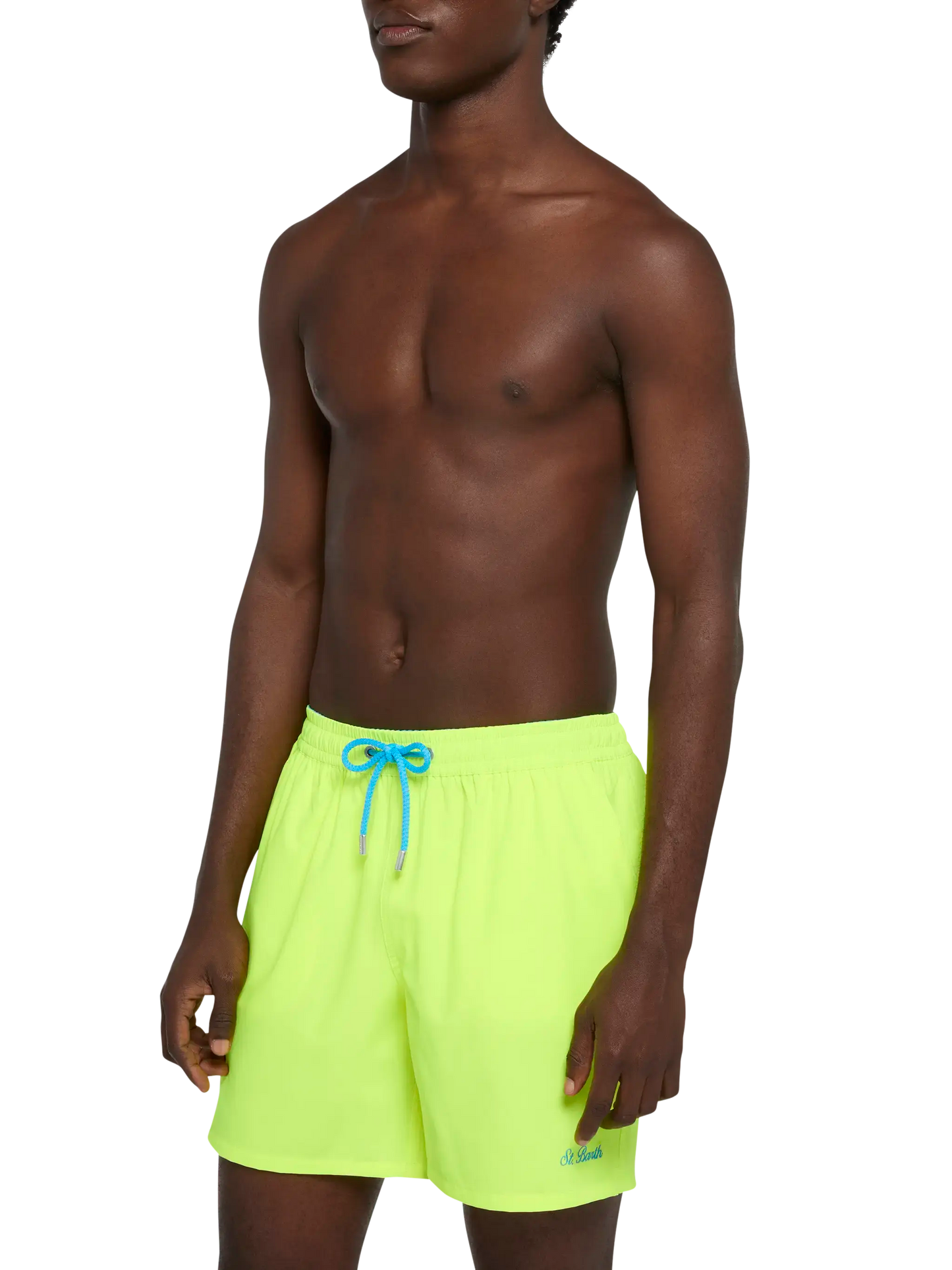 Costume mare Comfort giallo fluo con ricamo St. Barth
