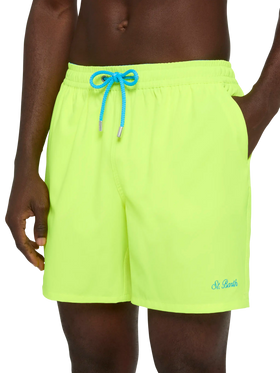 Costume mare Comfort giallo fluo con ricamo St. Barth