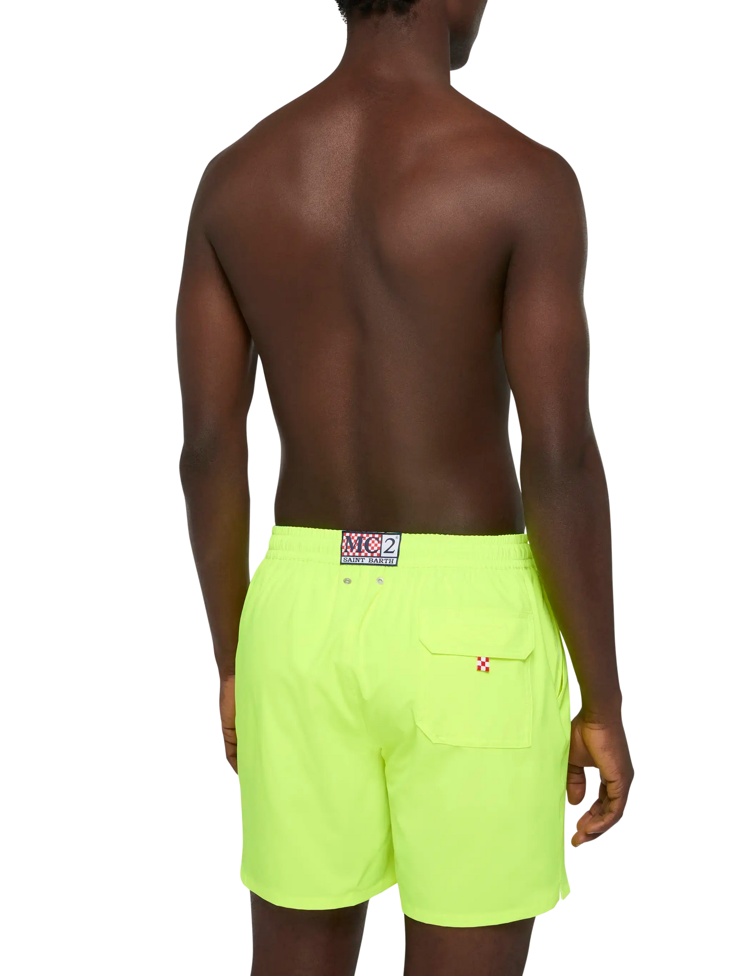 Costume mare Comfort giallo fluo con ricamo St. Barth