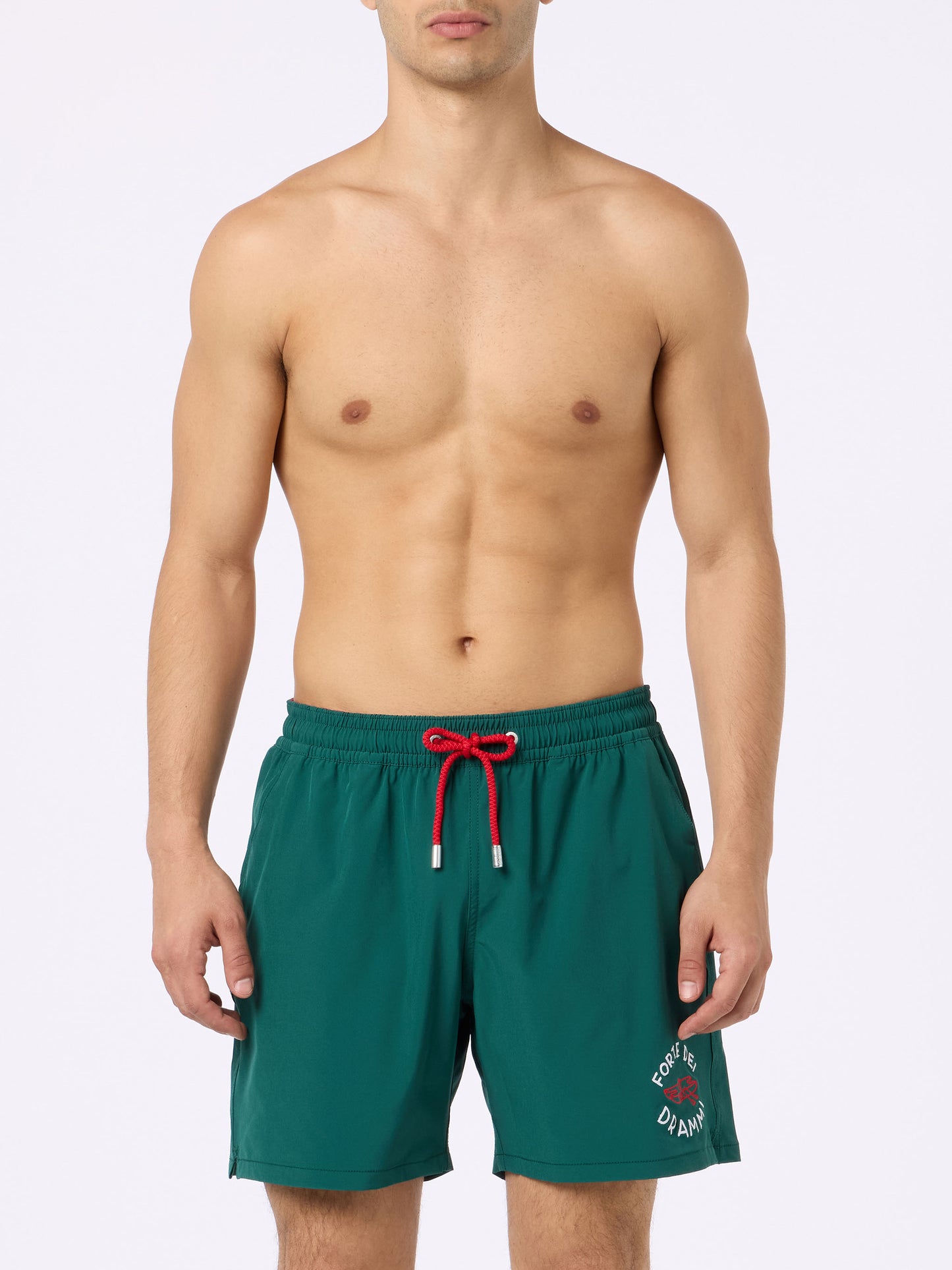 Classic stretch Comfort swim shorts with Forte dei Drammi embroidery | INSULTI LUMINOSI SPECIAL EDITION
