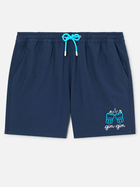 Costume mare Comfort blu con ricamo Gin Gin