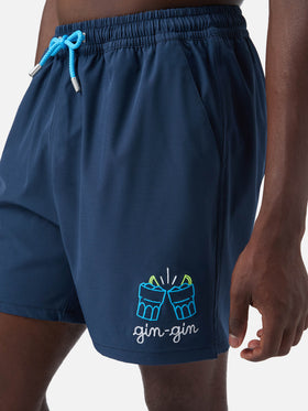 Costume mare Comfort blu con ricamo Gin Gin