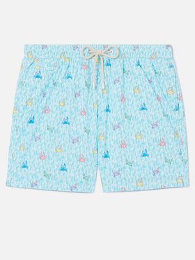 Bañador short clásico elástico Comfort Light con estampado de cangrejos 