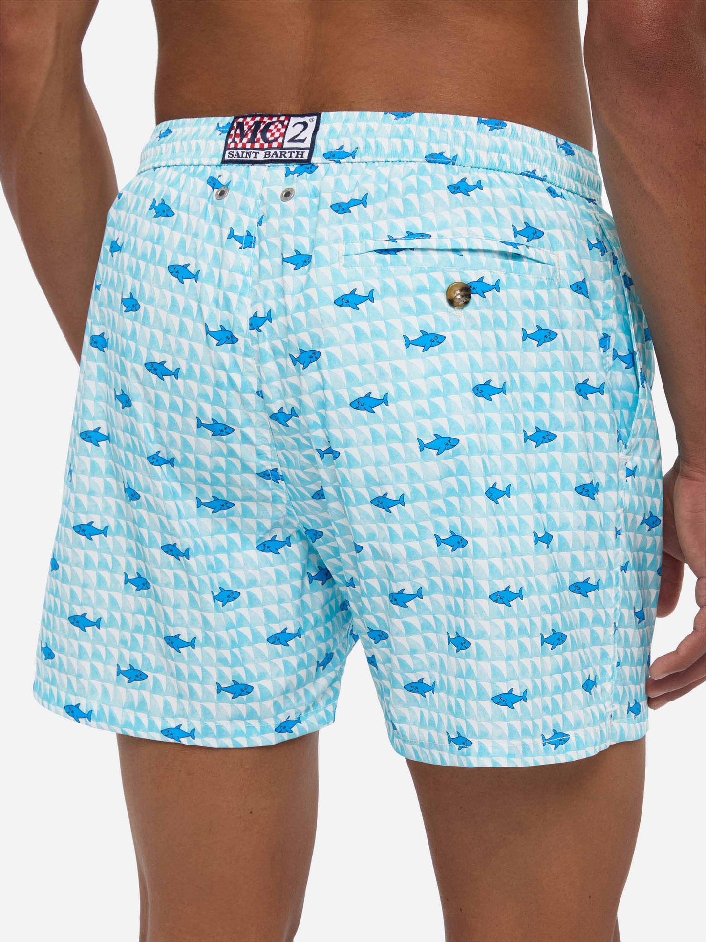 Comfort Light Badeshorts mit Haiflossen-Print