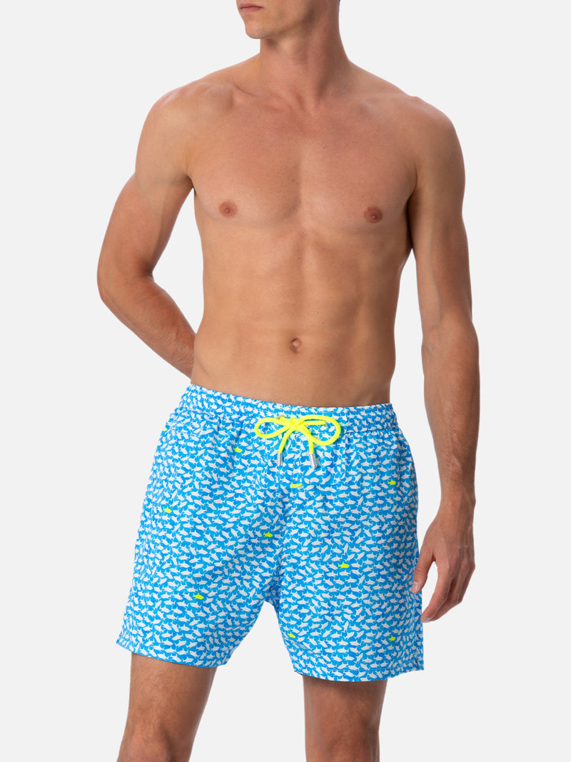 Man Comfort Light Badeshorts mit Hai-Aufdruck