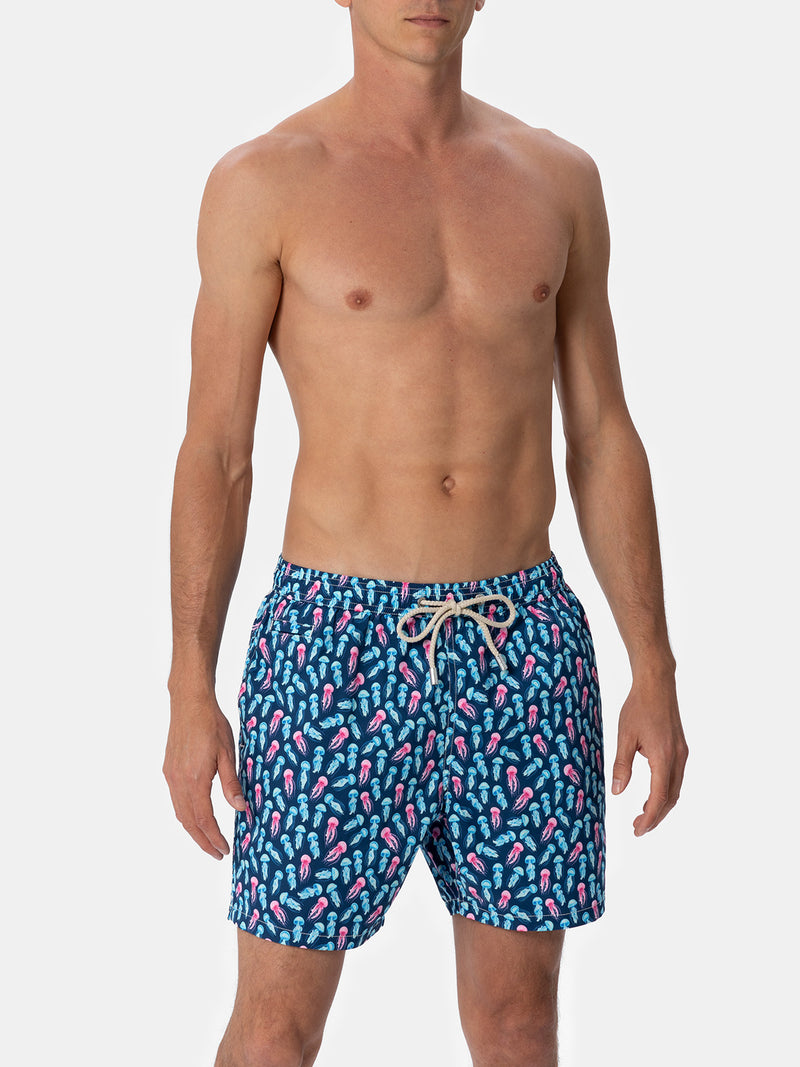 Man Comfort Light swim shorts with jellyfishes print