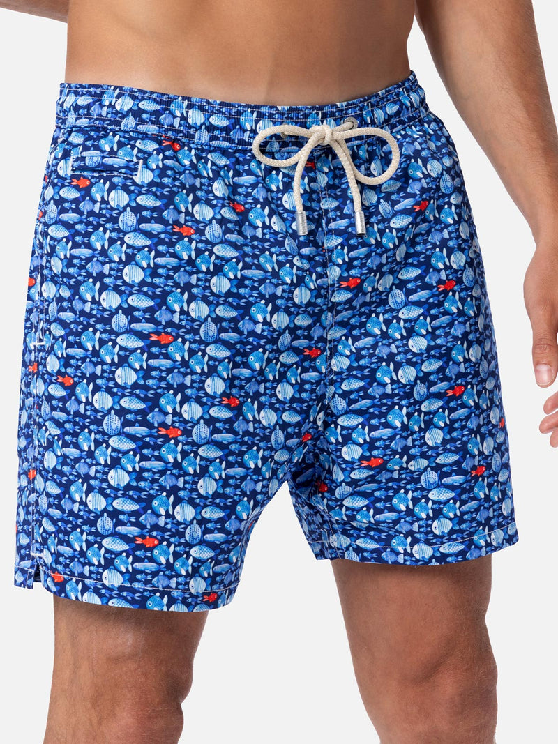 Man Comfort Light swim shorts with fishes print