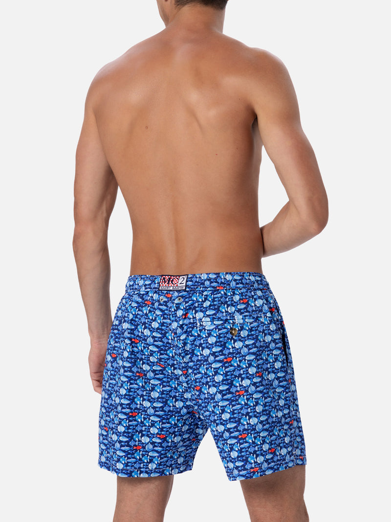 Man Comfort Light swim shorts with fishes print