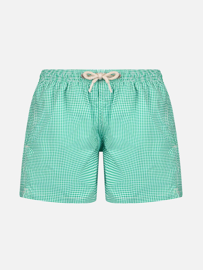 Boy Comfort Light swim shorts with gingham print