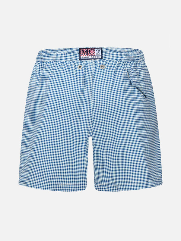 Boy Comfort Light swim shorts with gingham print