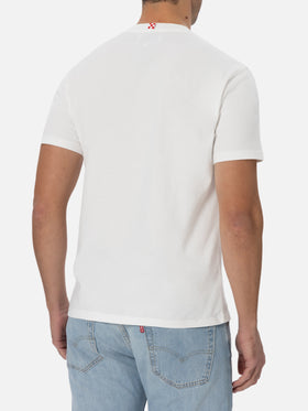 Weißes Baumwoll-T-Shirt für Herren von Connor mit „My Life is Complicated“-Stickerei