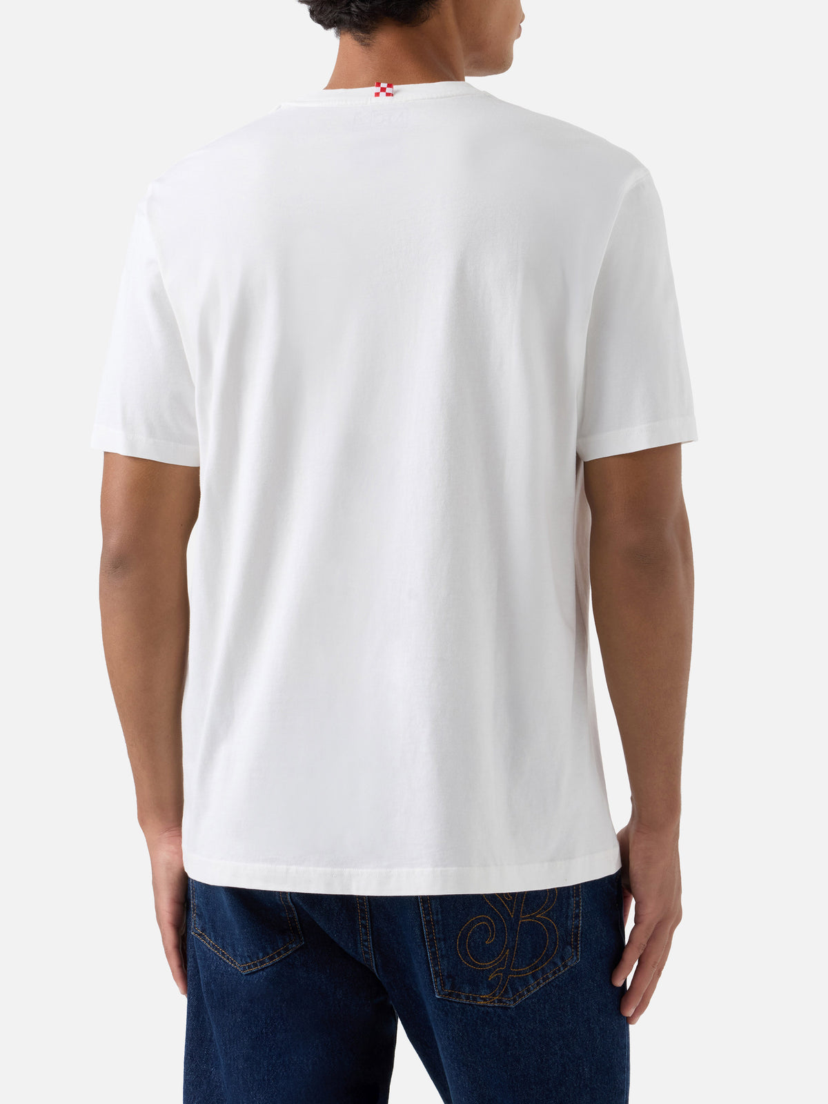 T-shirt Connor bianca in cotone organico con stampa e ricamo Amica Chips | Special edition